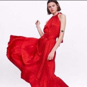 zara red maxi